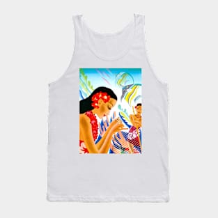 Woman Wearing Flowers, Island Vacation & Holiday 1930s Tank Top